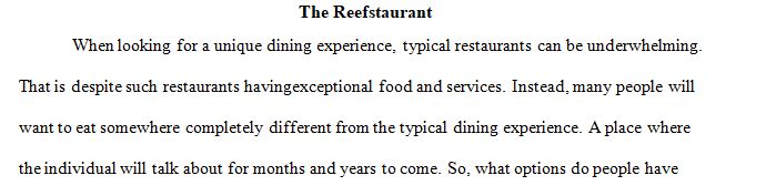 Imagine that you are a celebrity chef pitching your newest, innovative idea for a restaurant to the CEO of a restaurant investment group.