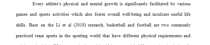 Investigate the difference in long term effects of training in a basketball athlete compared to a football athlete