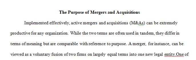 Read chapter 23 in the textbook on Mergers and Acquisitions