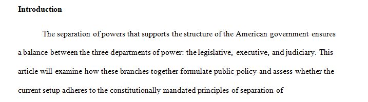 Separation of powers and the checks and balances of the United States system of government