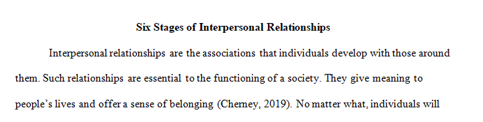 Analyzing the six stages of an interpersonal relationship you have had or one from television or movies