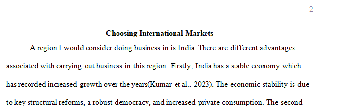 Choosing International Markets