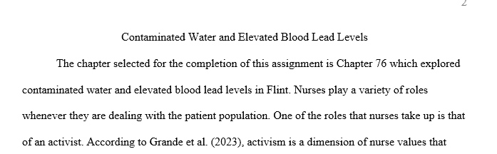 Contaminated water and elevated blood lead levels in flint