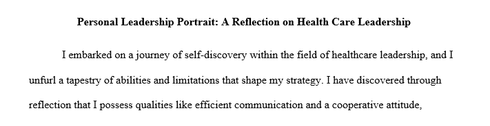 Create an 8-page personal leadership portrait that reflects an in-depth assessment of your leadership skills and abilities.