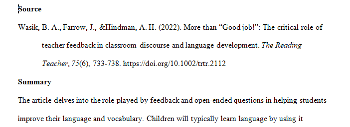 More than Good Job The Critical Role of Teacher Feedback in Classroom Discourse