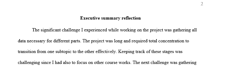 Post the Executive Summary from your Strategic Plan.