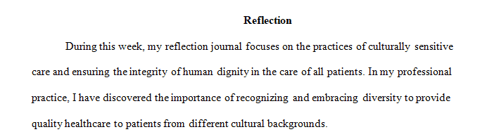Practices of Culturally Sensitive Care and Ensuring the Integrity of Human Dignity in the Care of all Patients .