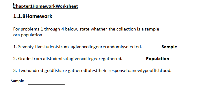 State whether the collection is a sample or a population.