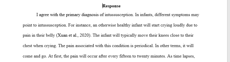 The initial symptoms of agitation, abdominal pain, and occasional leg pulling may be consistent with gastroenteritis