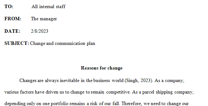 When businesses implement change that change must start within the company