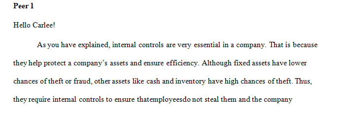 Explain at least three internal controls you have seen used to safeguard assets
