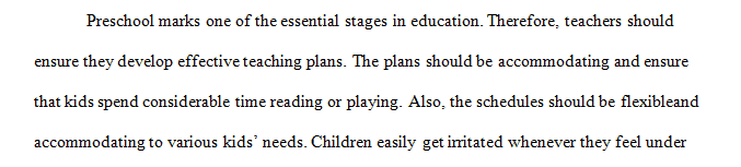Create your own schedule for a preschool classroom.