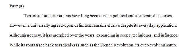 Describe your own definition for international terrorism