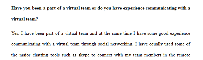 Discussion: Virtual Communication