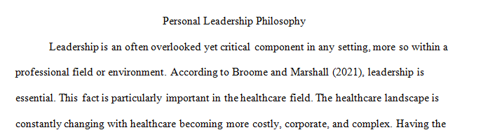 Personal Leadership Philosophies