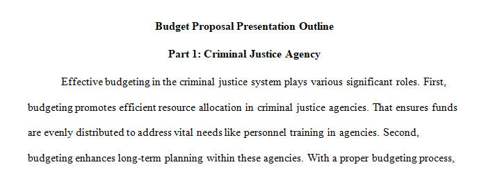 Provide an overview of the criminal justice organization or agency you selected