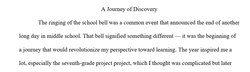 Write a narrative essay (no less than 2 pages but no more than 2 ½ pages
