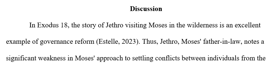 An account of the advice Jethro (Moses’ father-in-law) gave Moses