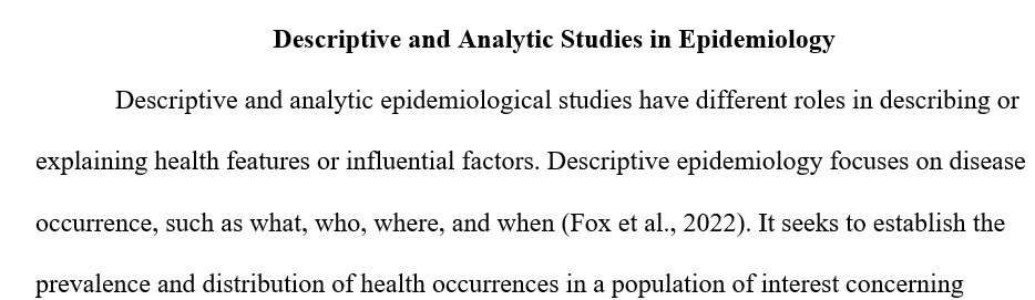 Differences between descriptive and analytic epidemiological studies