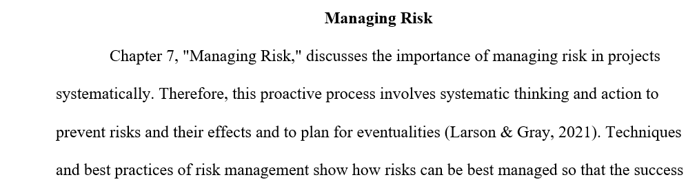 Managing Risk