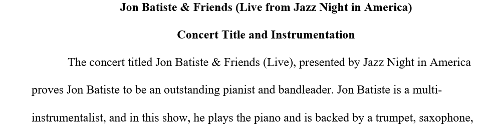 Watch a jazz performance video to review