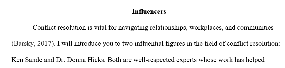 Conflict Resolution Resources – Influencers
