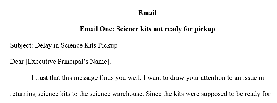Construct an email to go to an executive principal