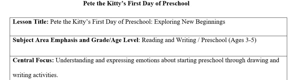 Create a lesson plan using the Writing Standards
