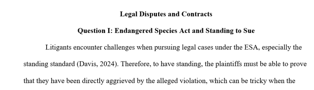 Endangered Species Act and standing to bring a lawsuit