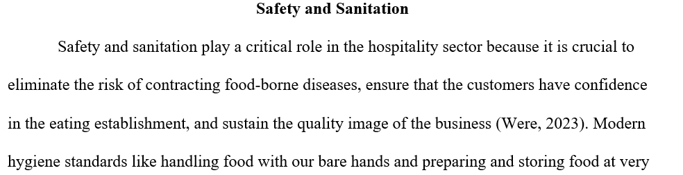 Importance of safety and sanitation in the hospitality industry