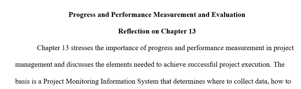 Progress and Performance Measurement and Evaluation