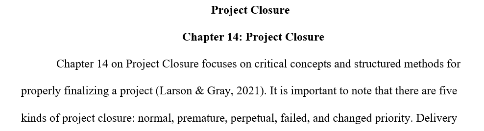 Project Closure